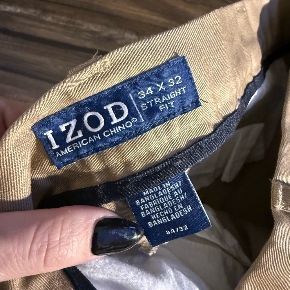 NWT IZOD American Chino Pants | Men’s 34x32 | Straight Fit | Khaki - Picture 5 of 7
